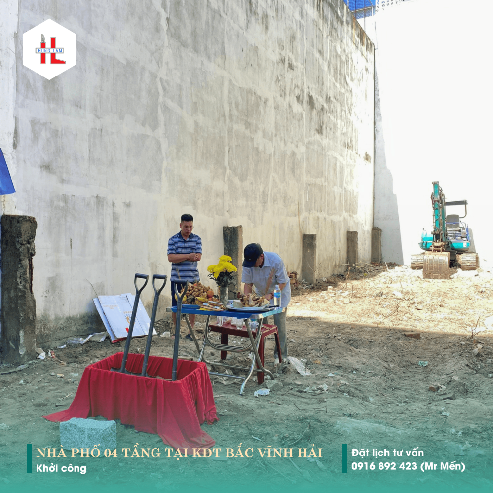 Khởi công công trình nhà phố 04 tầng tại KĐT Bắc Vĩnh Hải