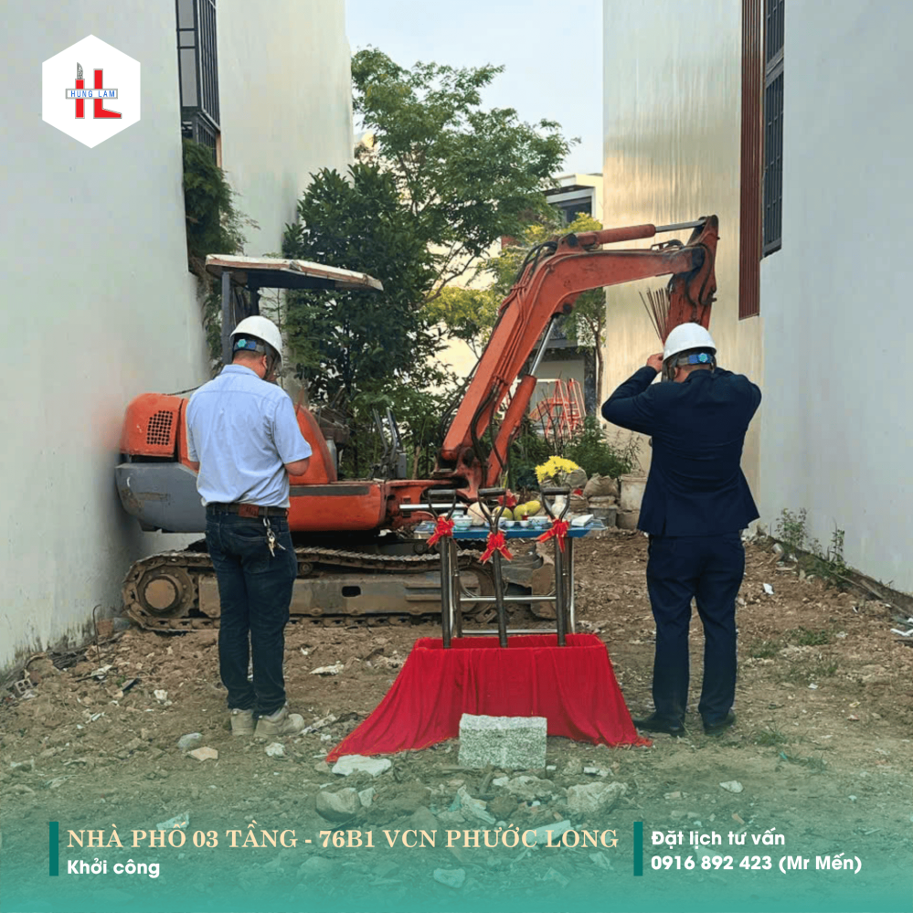 Khởi công công trình nhà phố 03 tầng tại KĐT VCN Phước Long