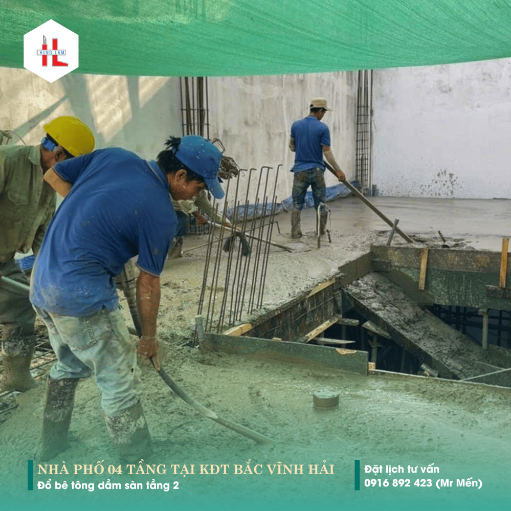 Nhật ký thi công Đổ bê tông sàn tầng 2 – 05D3 | Xây Dựng Hưng Lâm