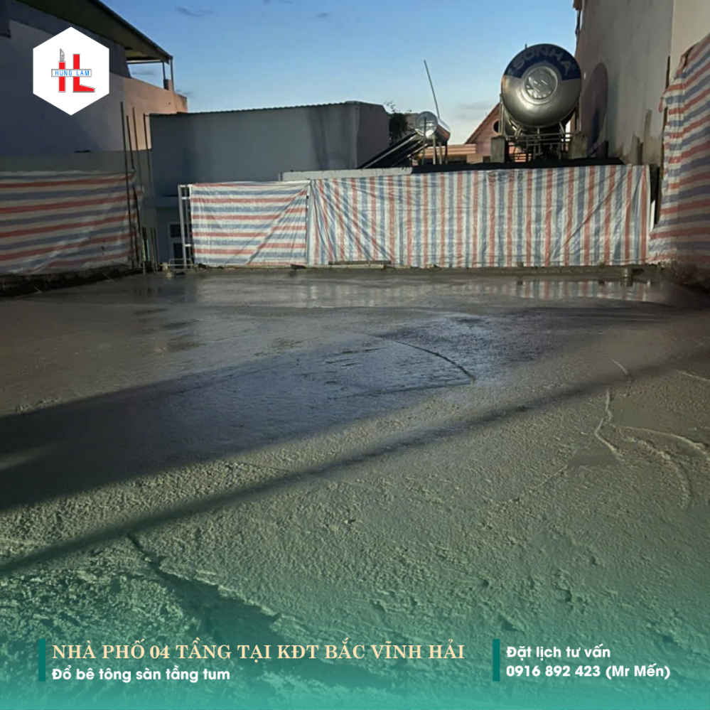 Đổ bê tông sàn tầng tum – 05D3 | Xây Dựng Hưng Lâm