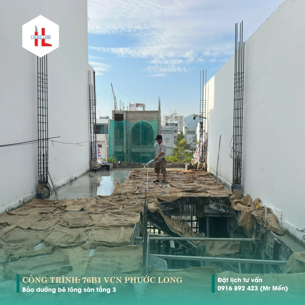 Nhật ký thi công Bảo dưỡng bê tông sàn T3 – 76B1 | Hưng Lâm