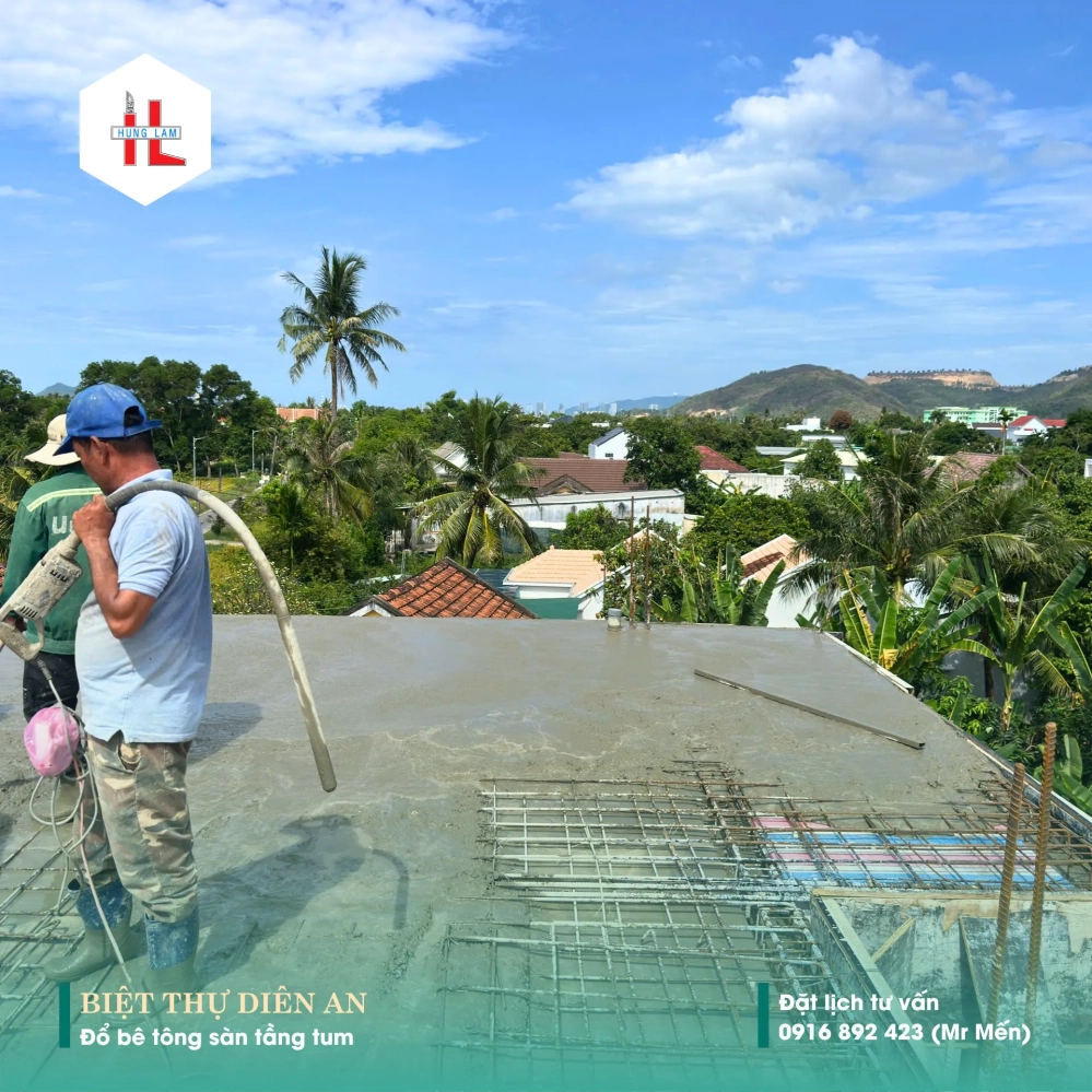 Nhật ký thi công Đổ bê tông sàn tum – Diên An | Xây Dựng Hưng Lâm