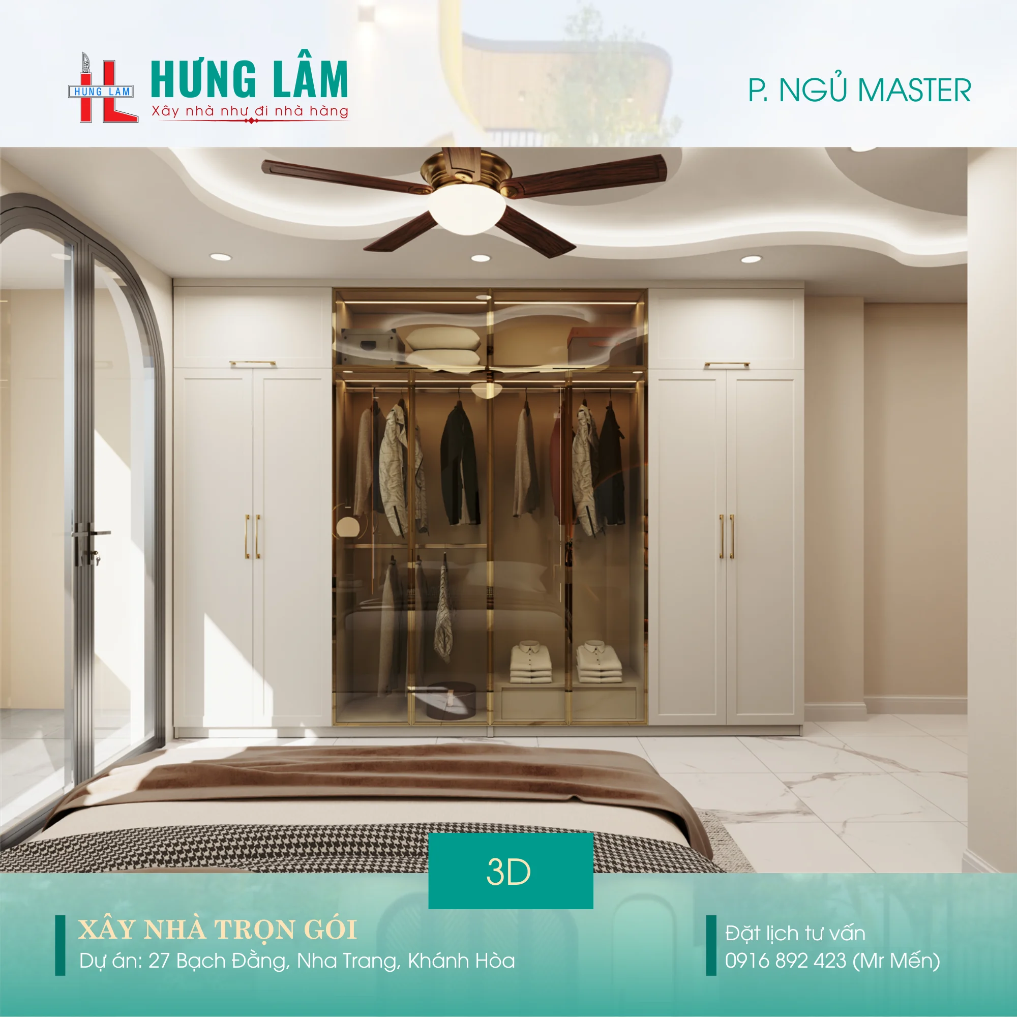 Thiết kế tủ đồ trong phòng ngủ master