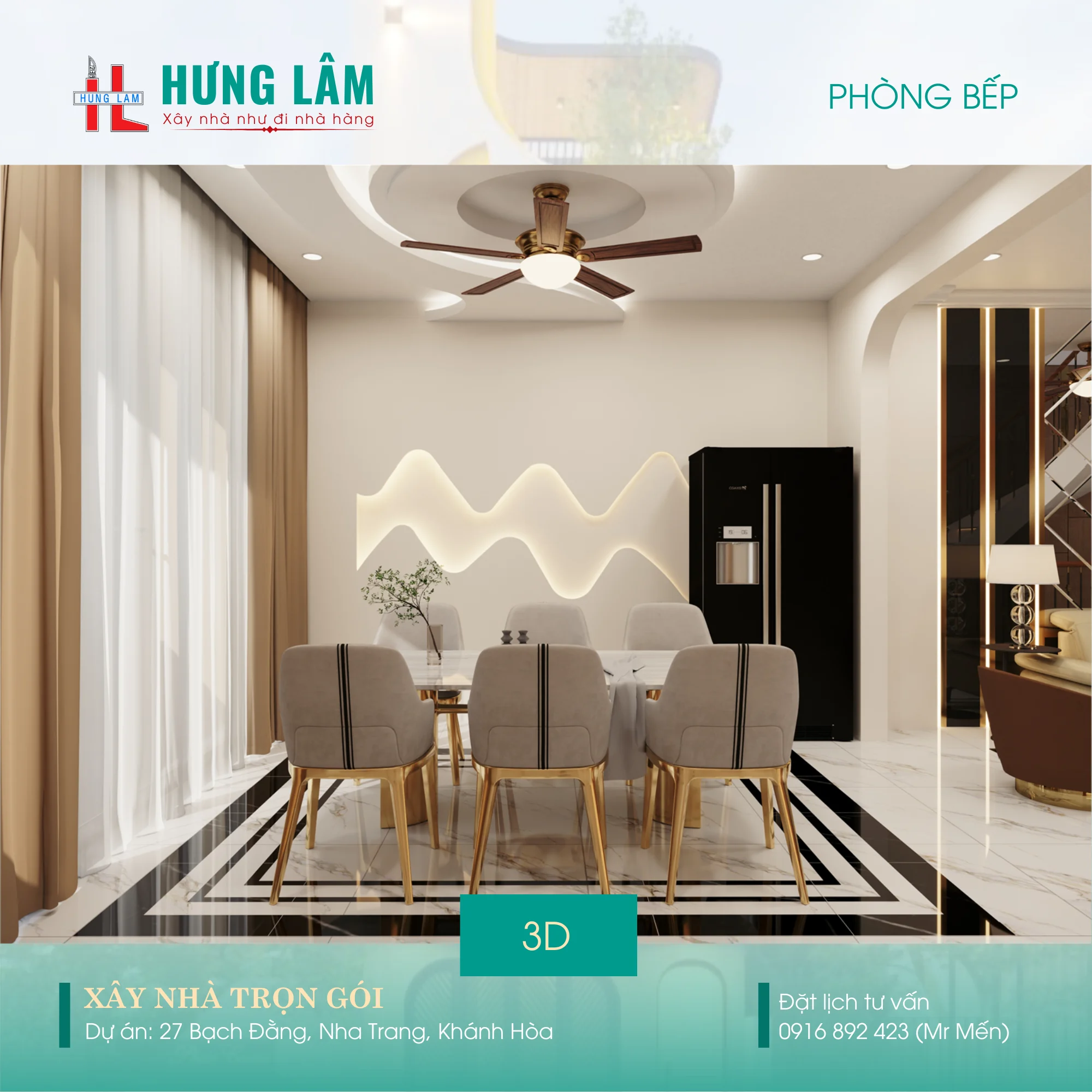 Khu vực vách trang trí phòng bếp