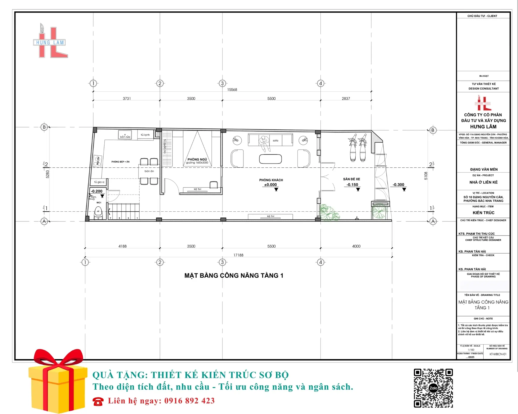 Mặt bằng công năng tầng 1