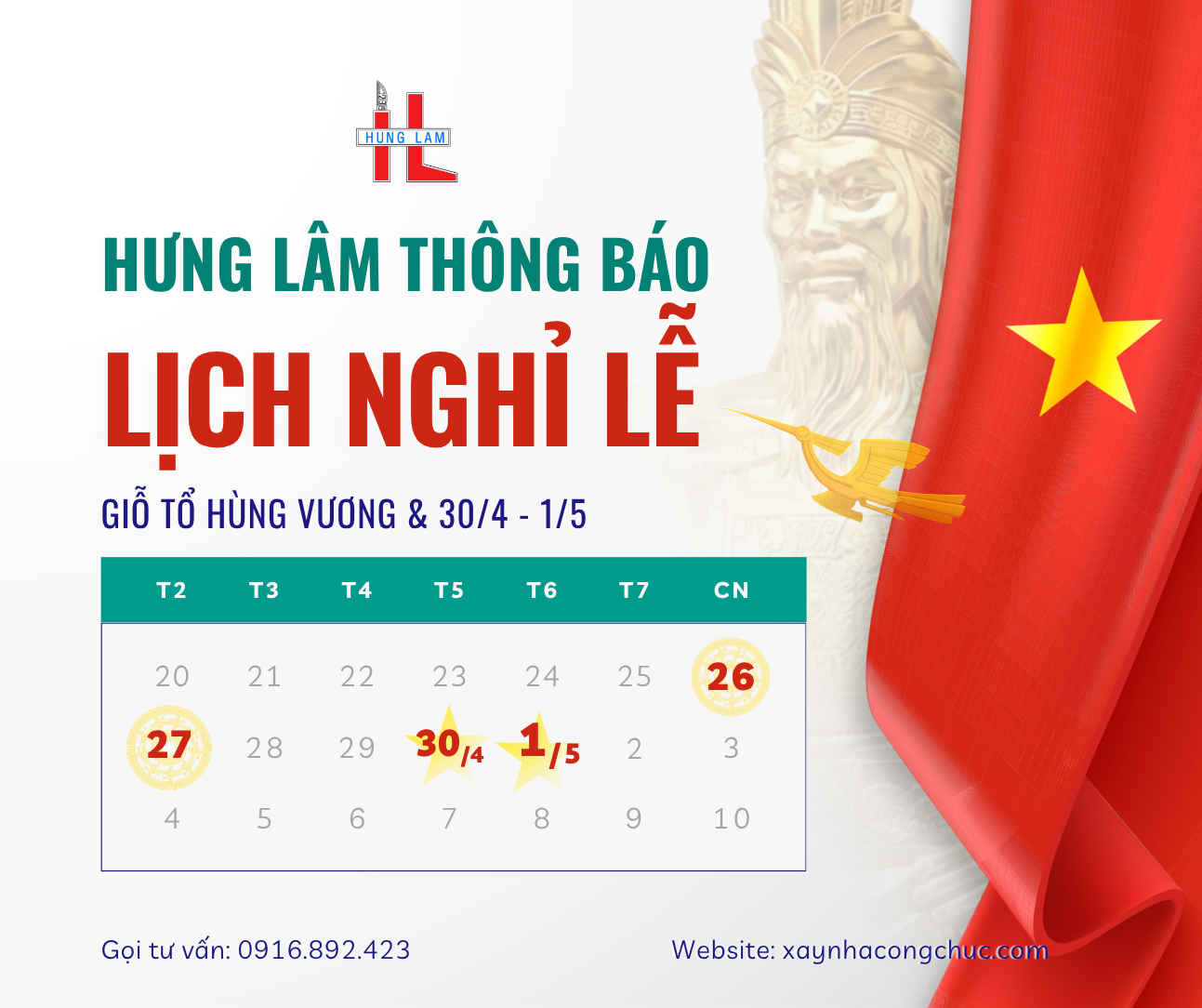 2026 04 HL Thong bao lich nghi le gio to 30 4 1 5