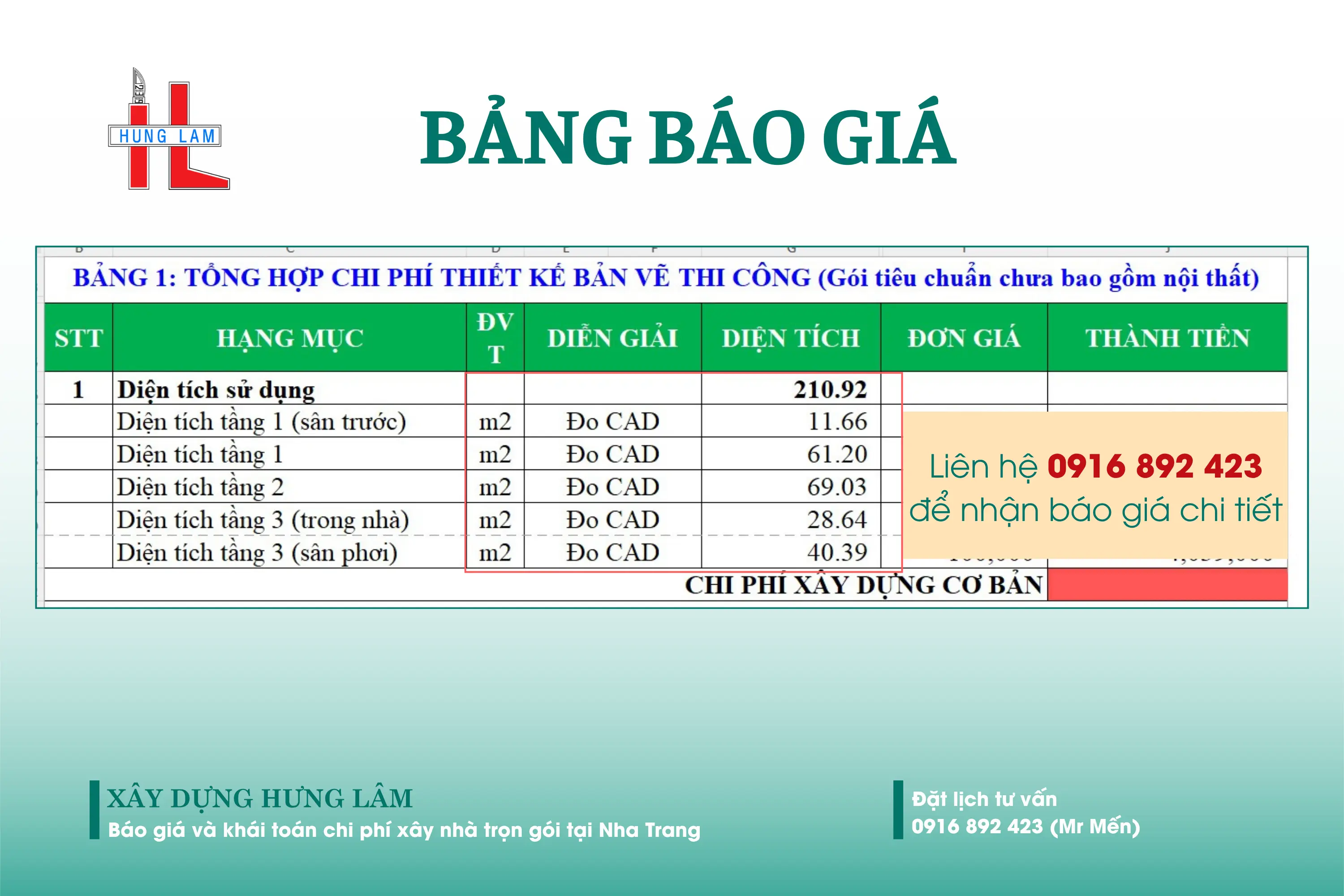 3 bao gia xay nha chi tiet minh bach tai nha trang