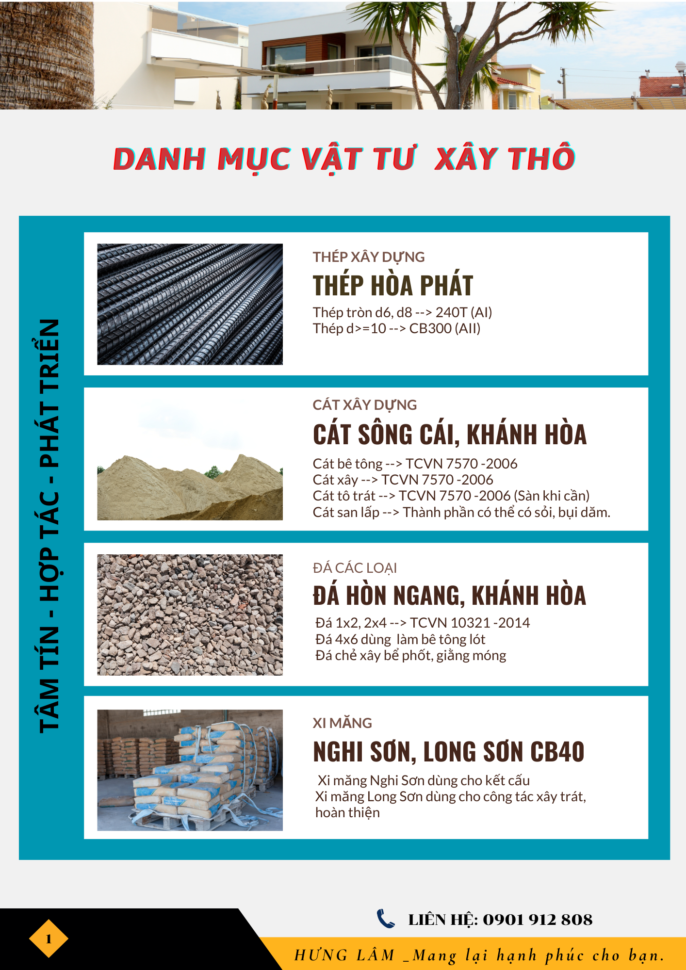 Danh mục vật tư xây thô 1